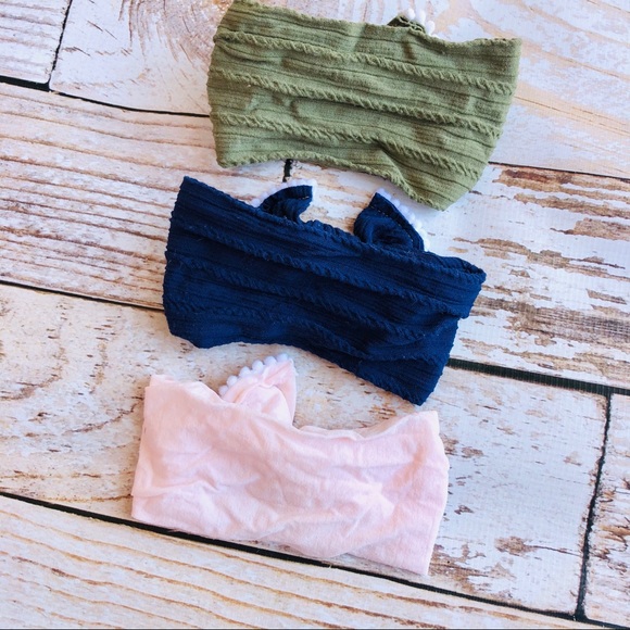 Pom Pom Trim Nylon Headwrap Set - 0-12M - Picture 2 of 3